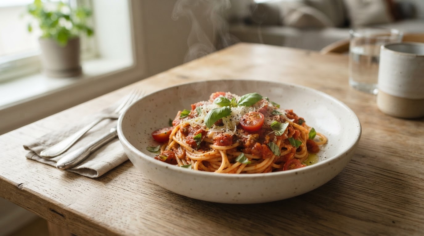 Ovnsbakt pastaform med bønner og gulrot – illustrasjonsbilde