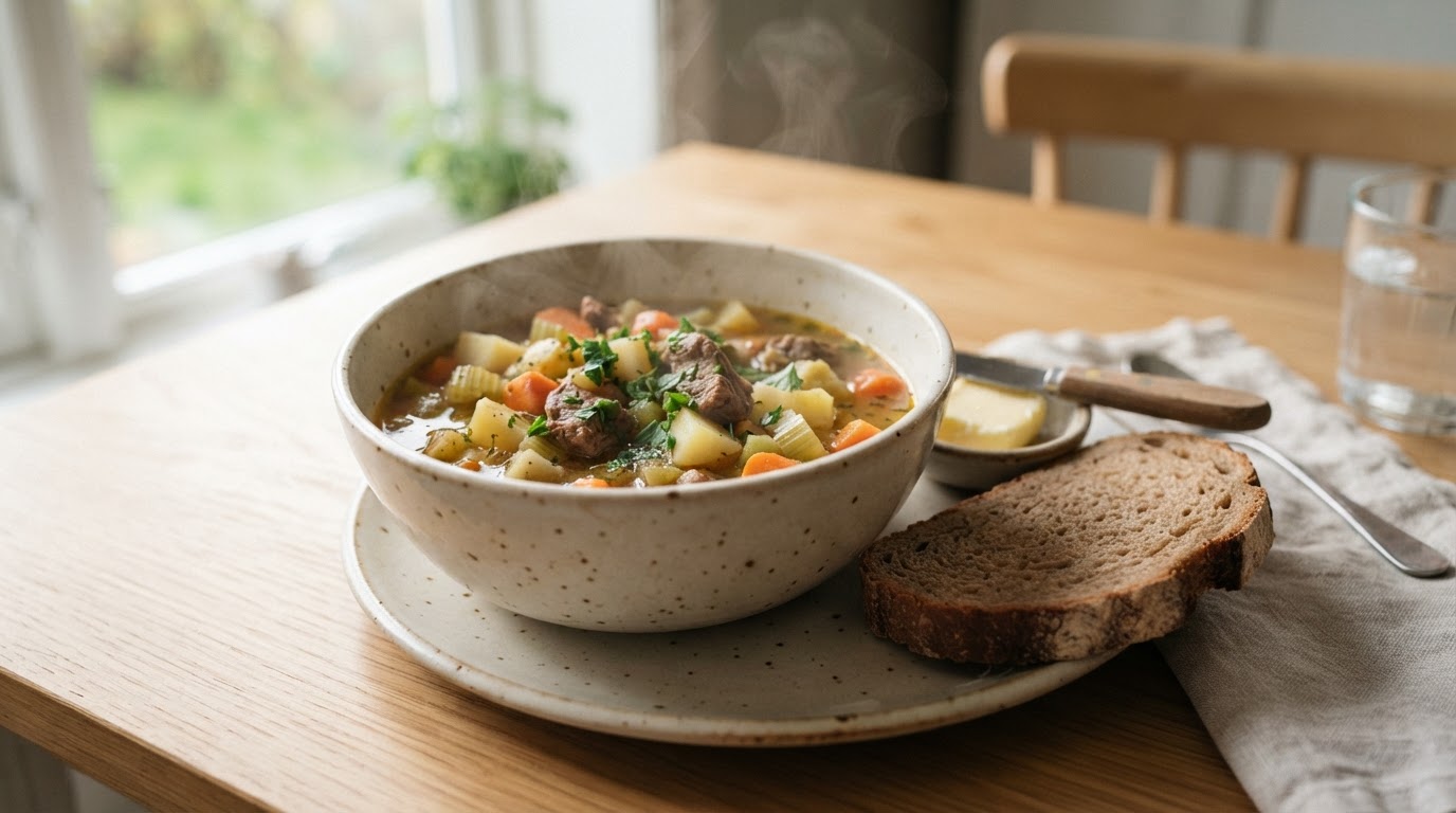 Milde kjøttboller i kremet tomatgryte med couscous – illustrasjonsbilde