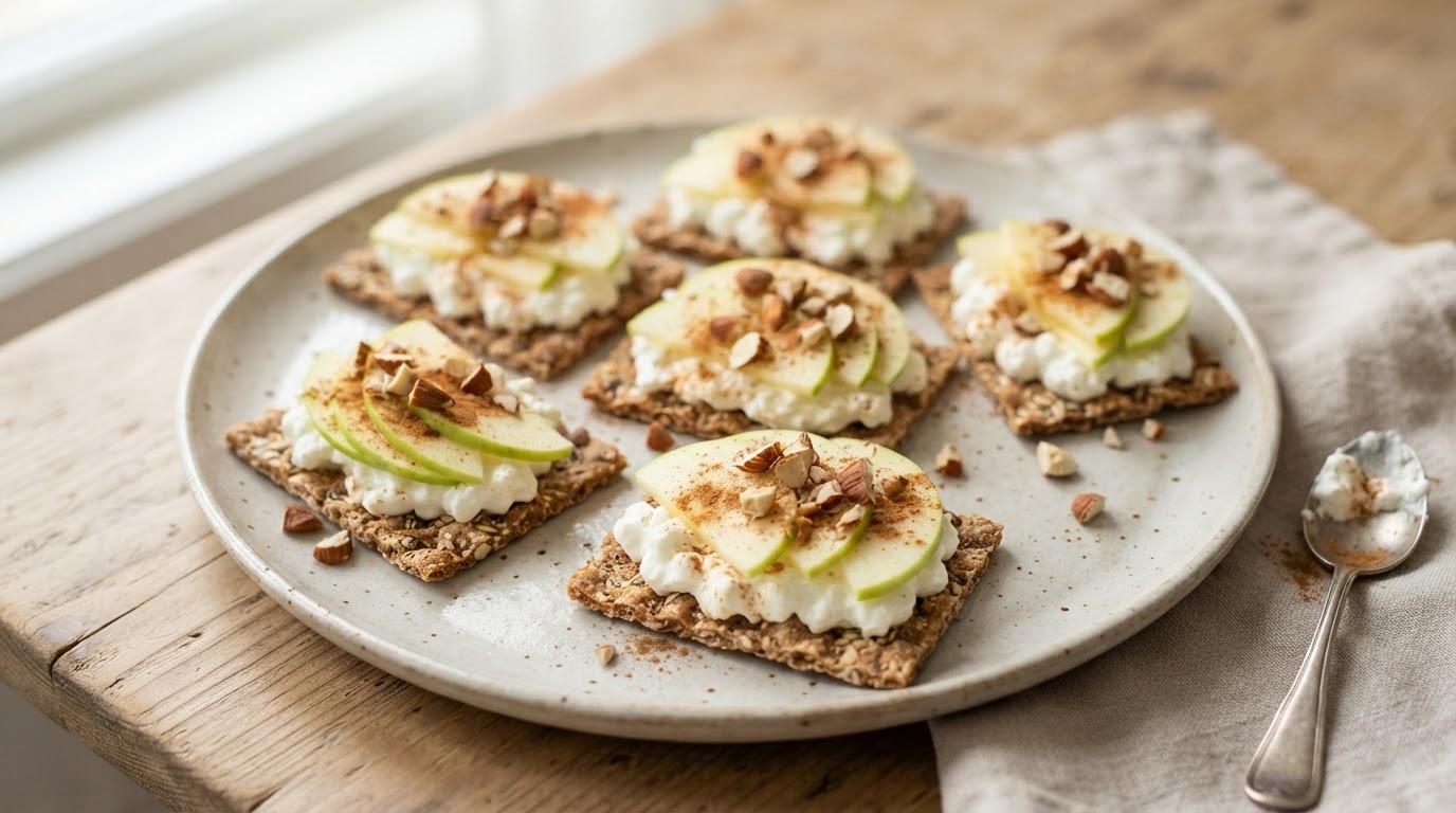 Eple- og Cottage Cheese-snackstoppere – illustrasjonsbilde