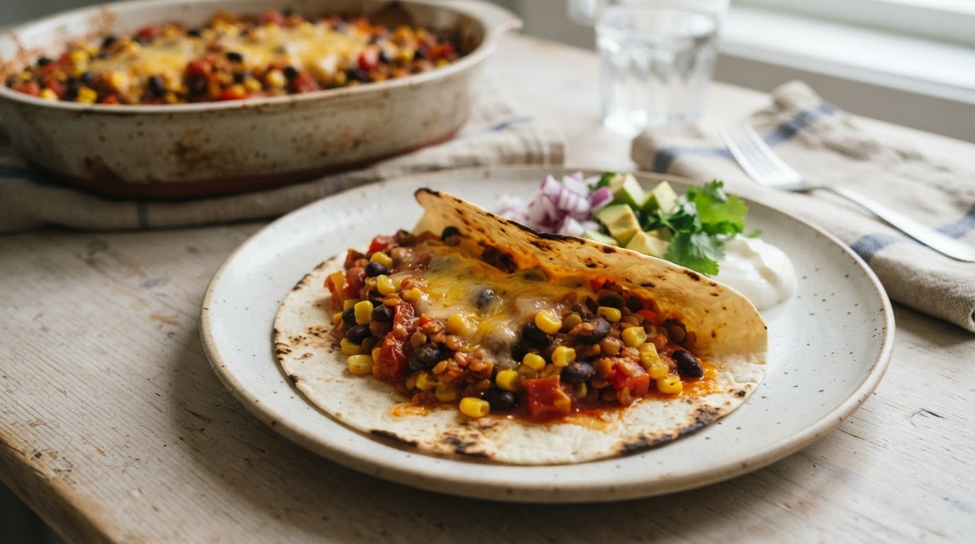 Fargerik vegetarisk tacoform med svarte bønner og fersk mais – illustrasjonsbilde