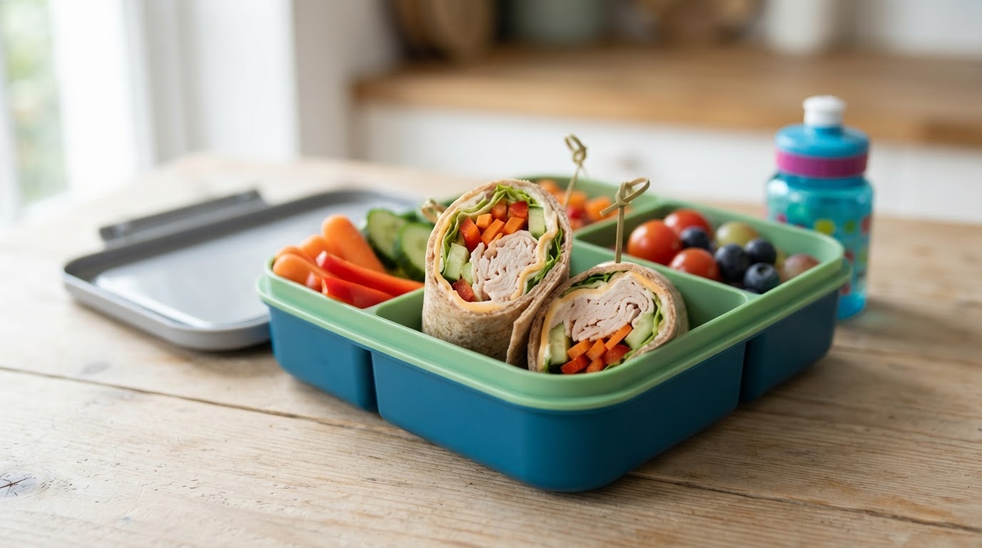 Fargerike Wraps med Kalkun og Sprø Grønnsaker – illustrasjonsbilde