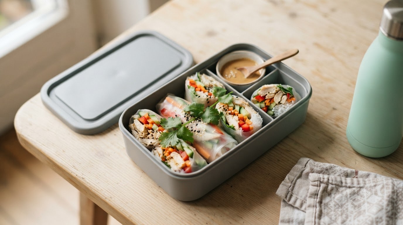 Ferske summer rolls med kylling og sprø grønnsaker – slik ser retten ut
