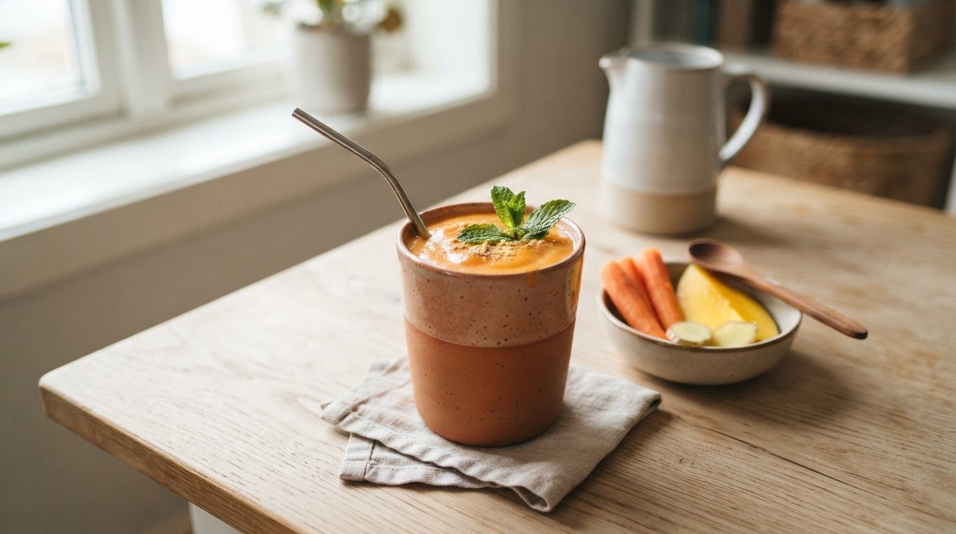 Frisk gulrot- og mangosmoothie for hele familien – slik ser retten ut