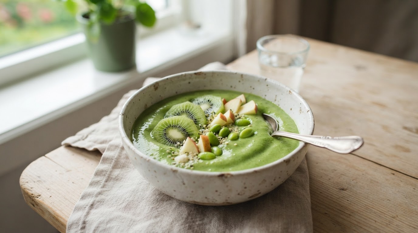 Frisk og proteinrik grønn smoothie med norske epler og kiwi