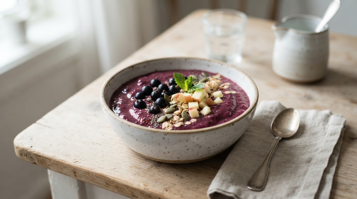 Frisk solbærsmoothie med norske augustepler og havre – illustrasjonsbilde