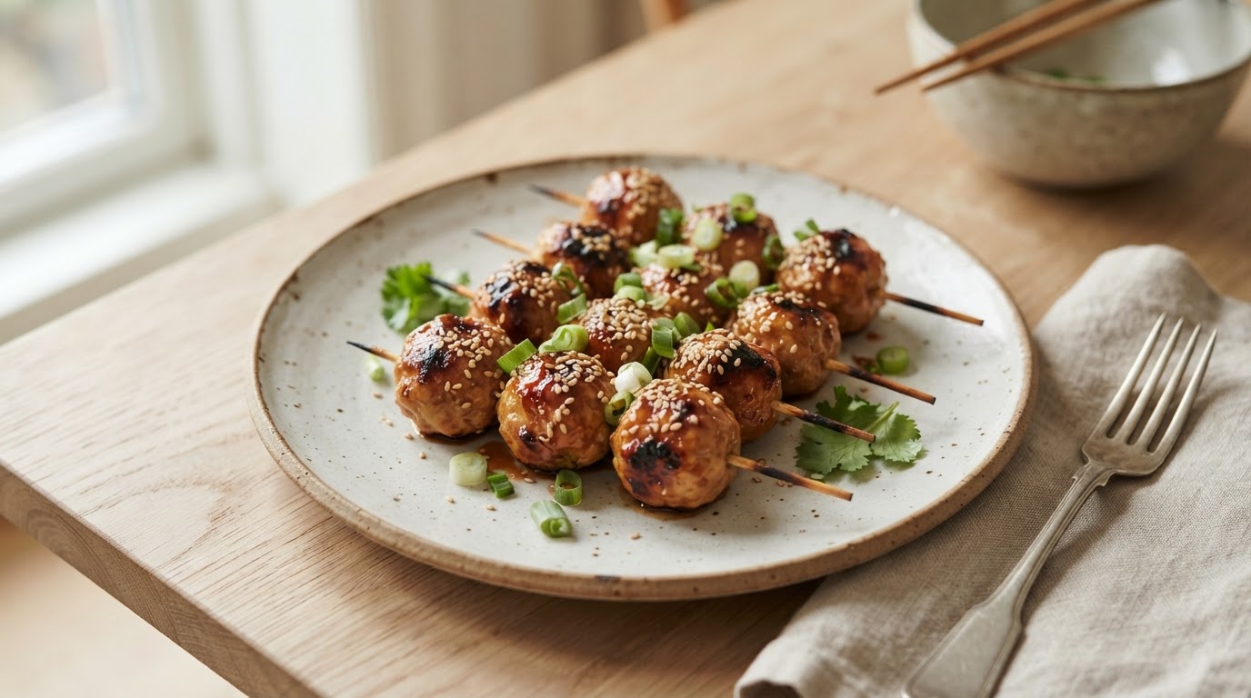 Glaserte kyllingspyd med teriyaki – slik ser retten ut