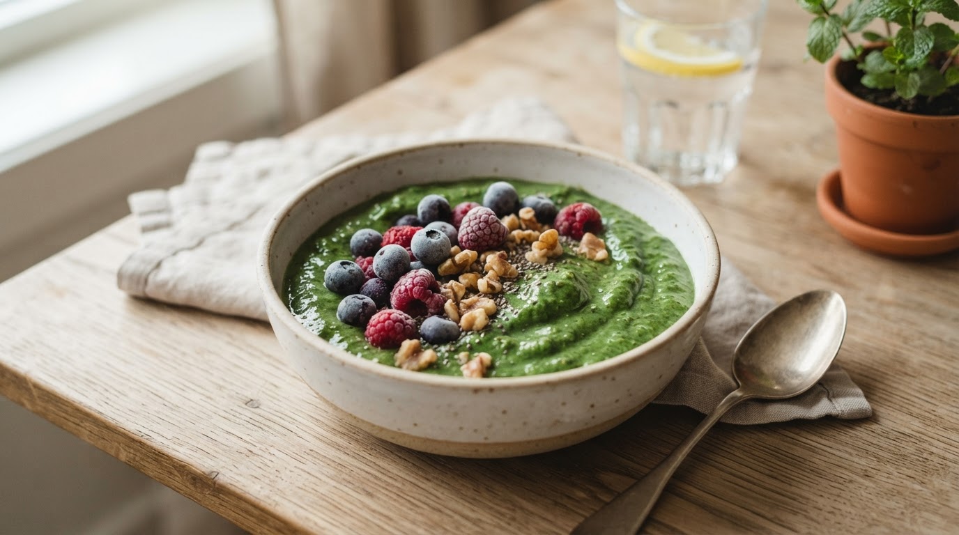 Grønn bær-proteinsmoothie – illustrasjonsbilde