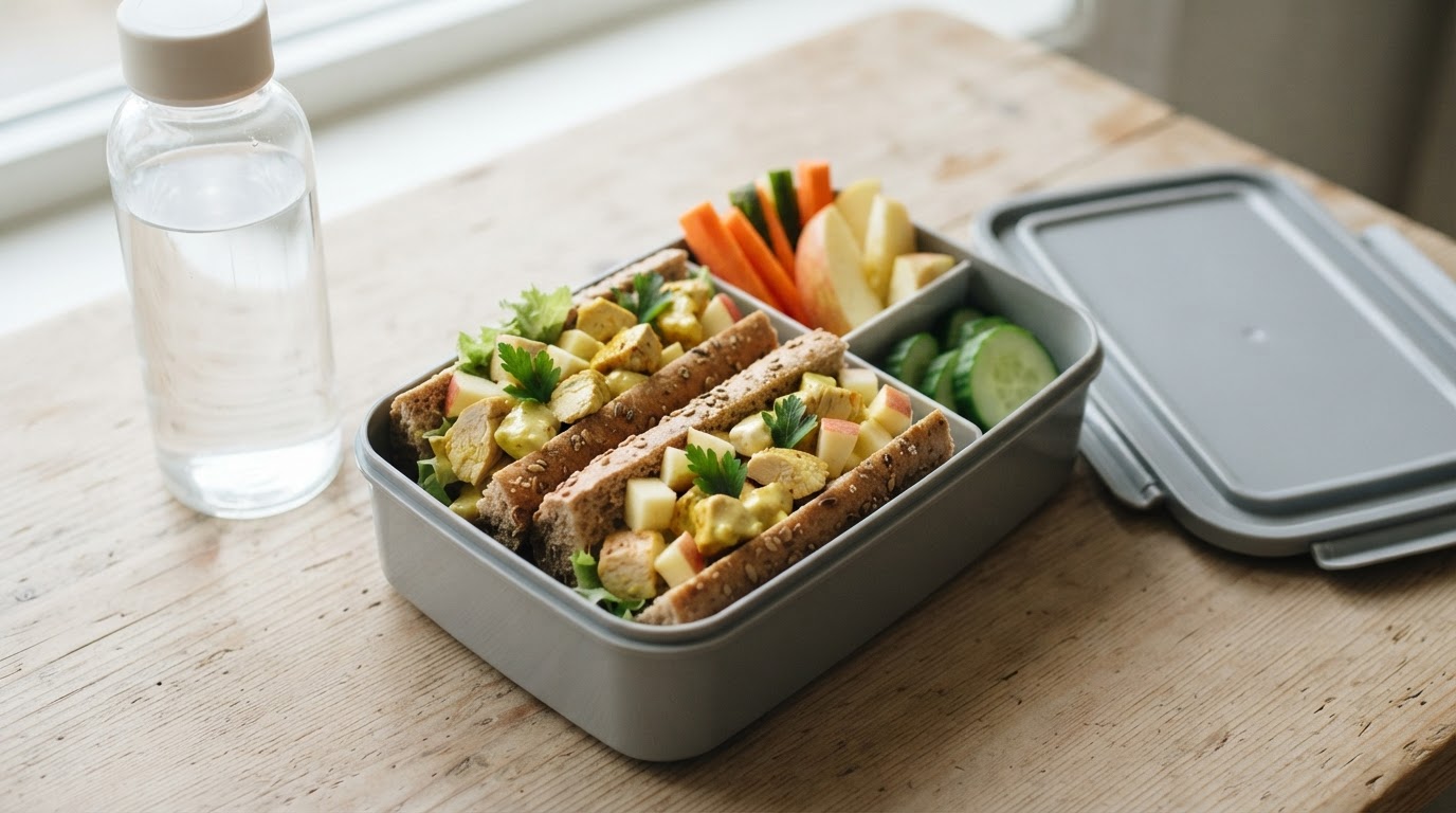 Grov kyllingbaguette med eple og mild karridressing – slik ser retten ut