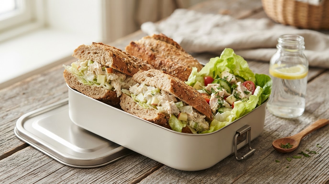 Grove matpakkebaguetter med mild kyllingsalat – illustrasjonsbilde