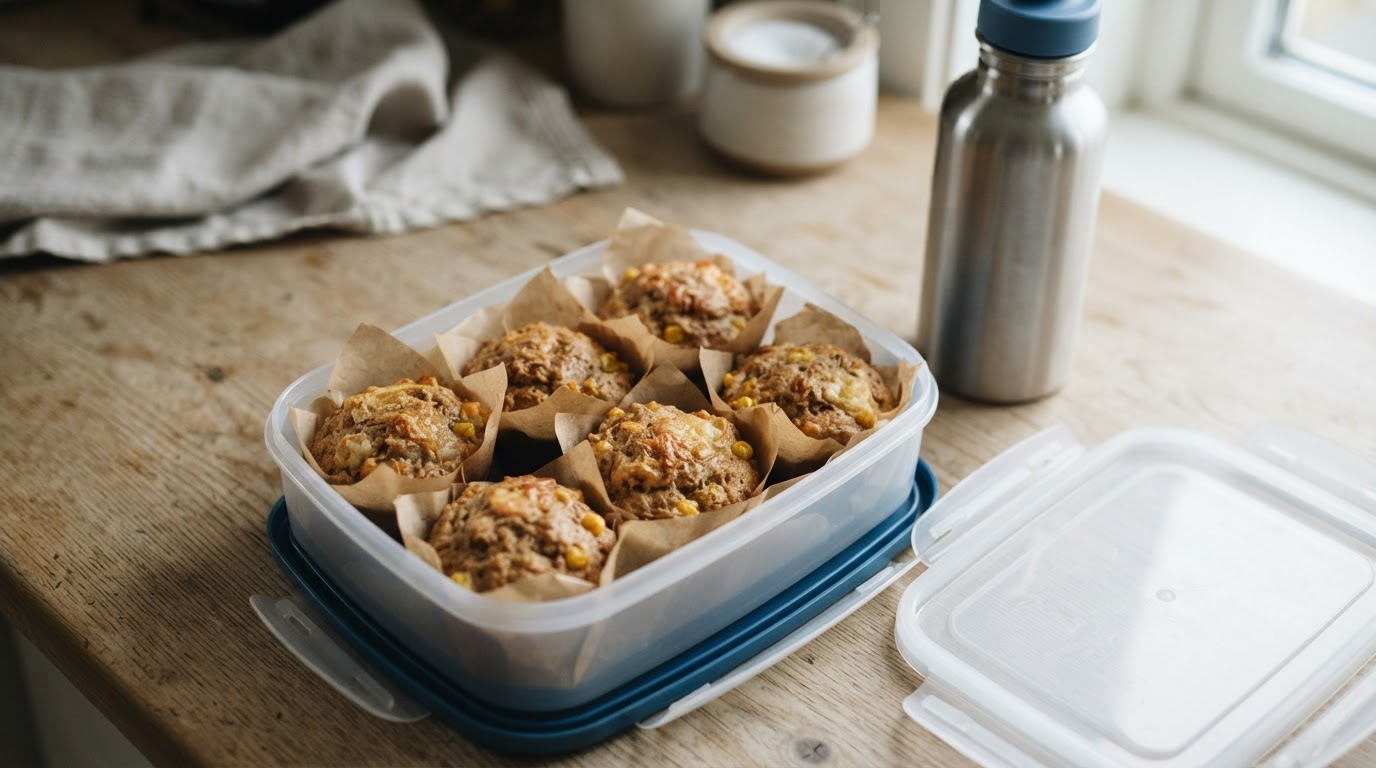 Grove matpakkemuffins med ost og fersk mais