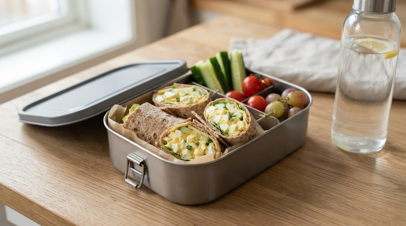 Grove matpakkewraps med kremet eggesalat – illustrasjonsbilde