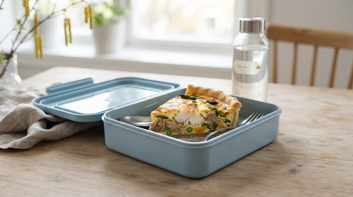 Gyllen påskepai med strimlet lam, lettrøkt torsk og egg – slik ser retten ut