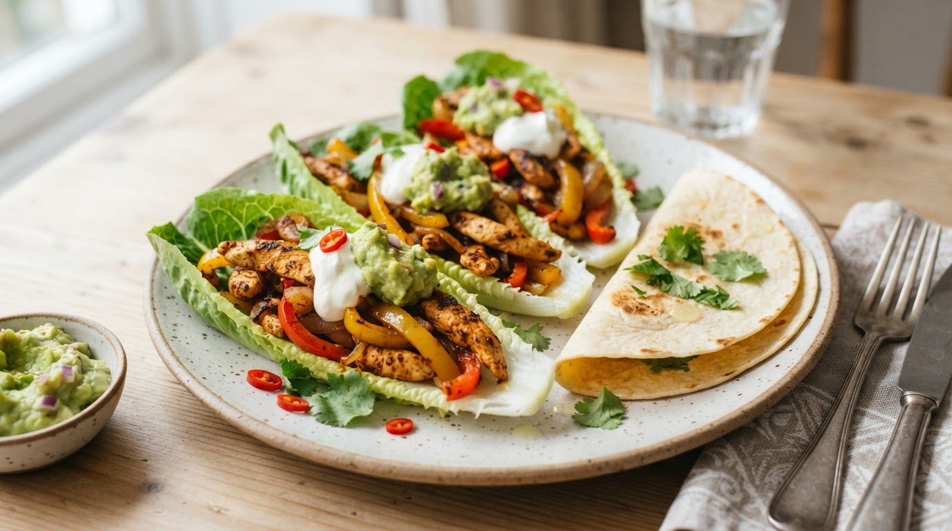 Keto Kyllingfajitas i Salatbåter – illustrasjonsbilde