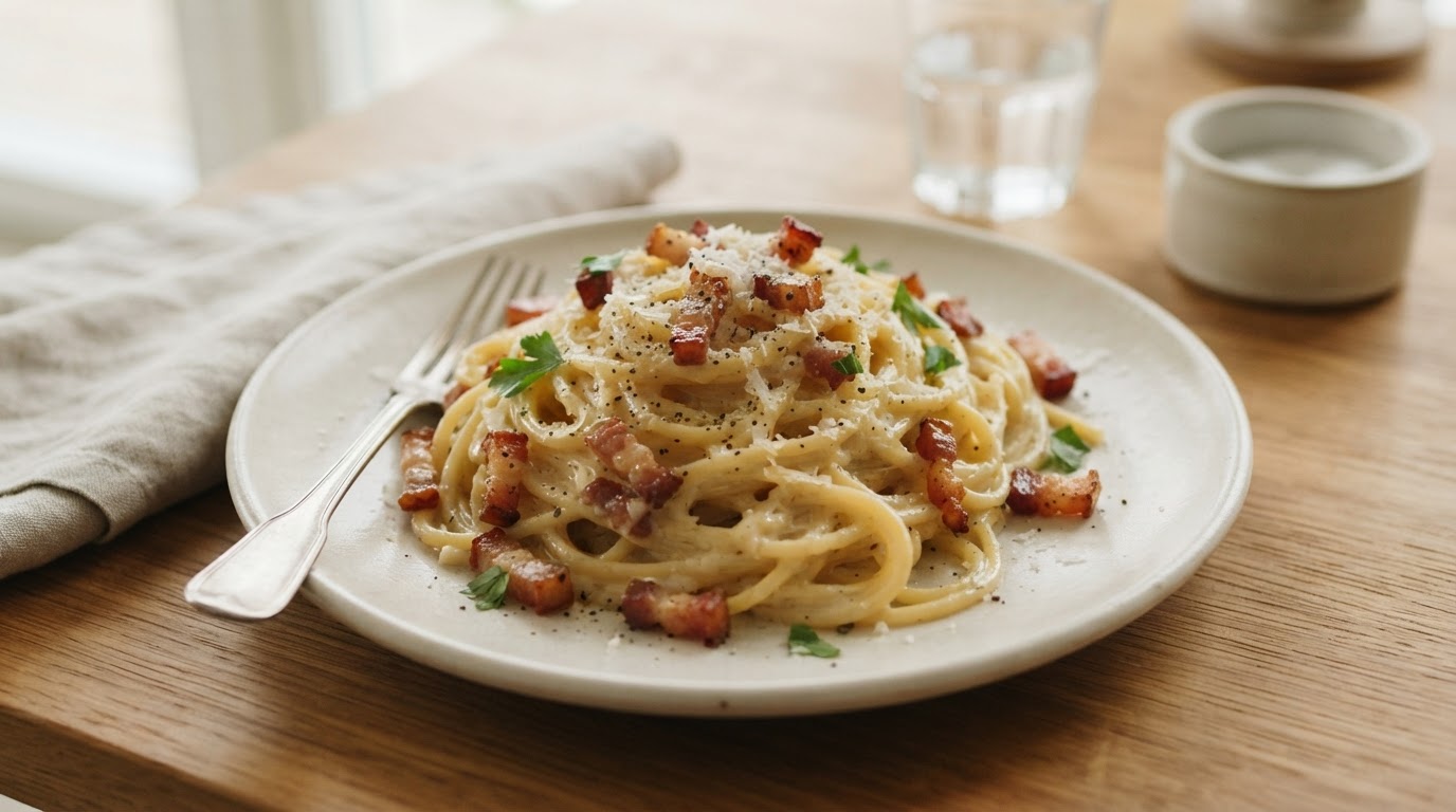 Klassisk Spaghetti Carbonara på 15 Minutter