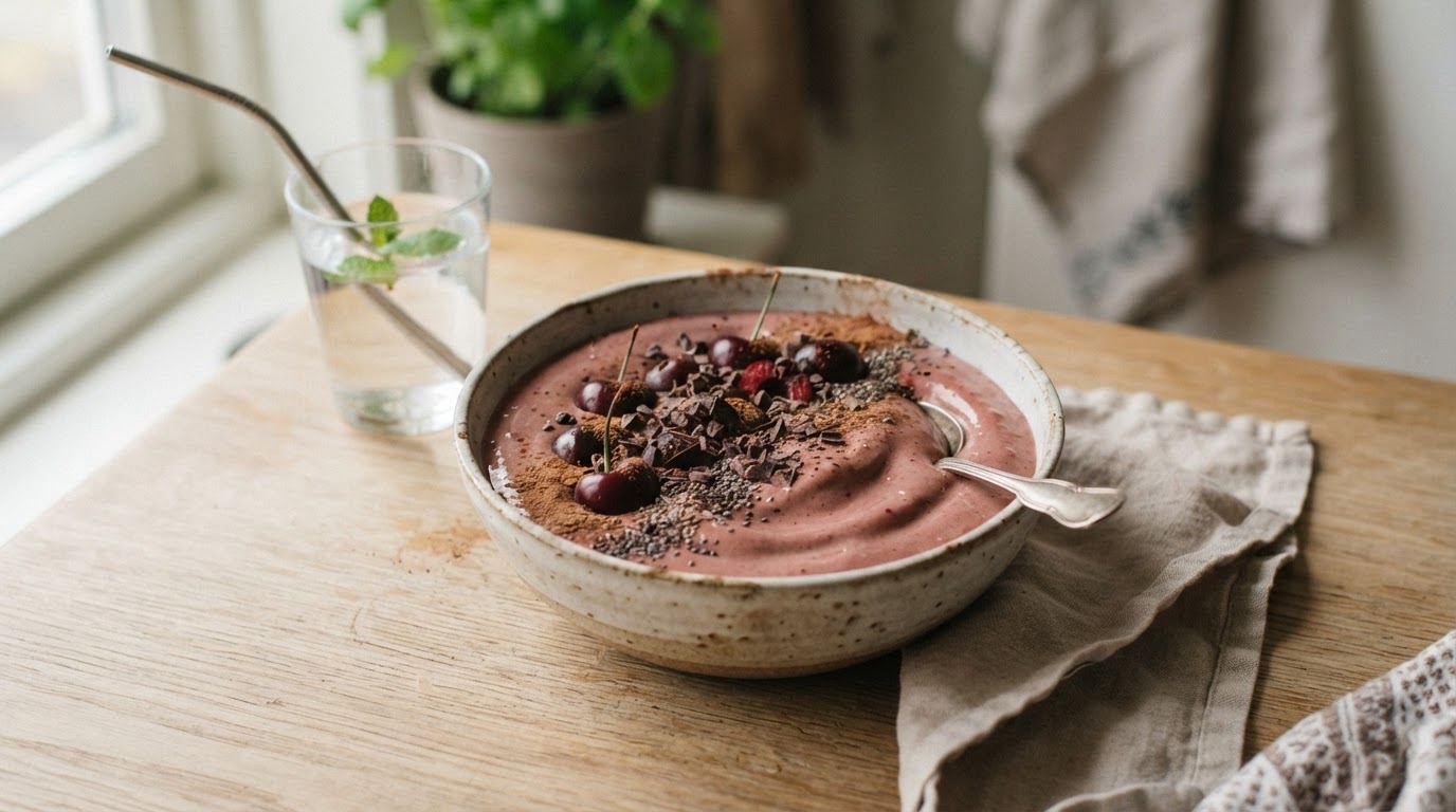 Kremet kirsebærsmoothie med kakao – slik ser retten ut