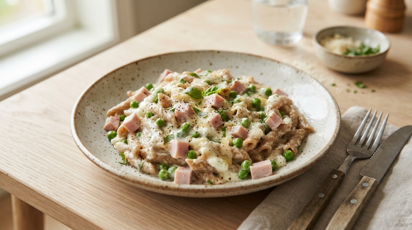 Lettere og proteinrik carbonara – illustrasjonsbilde