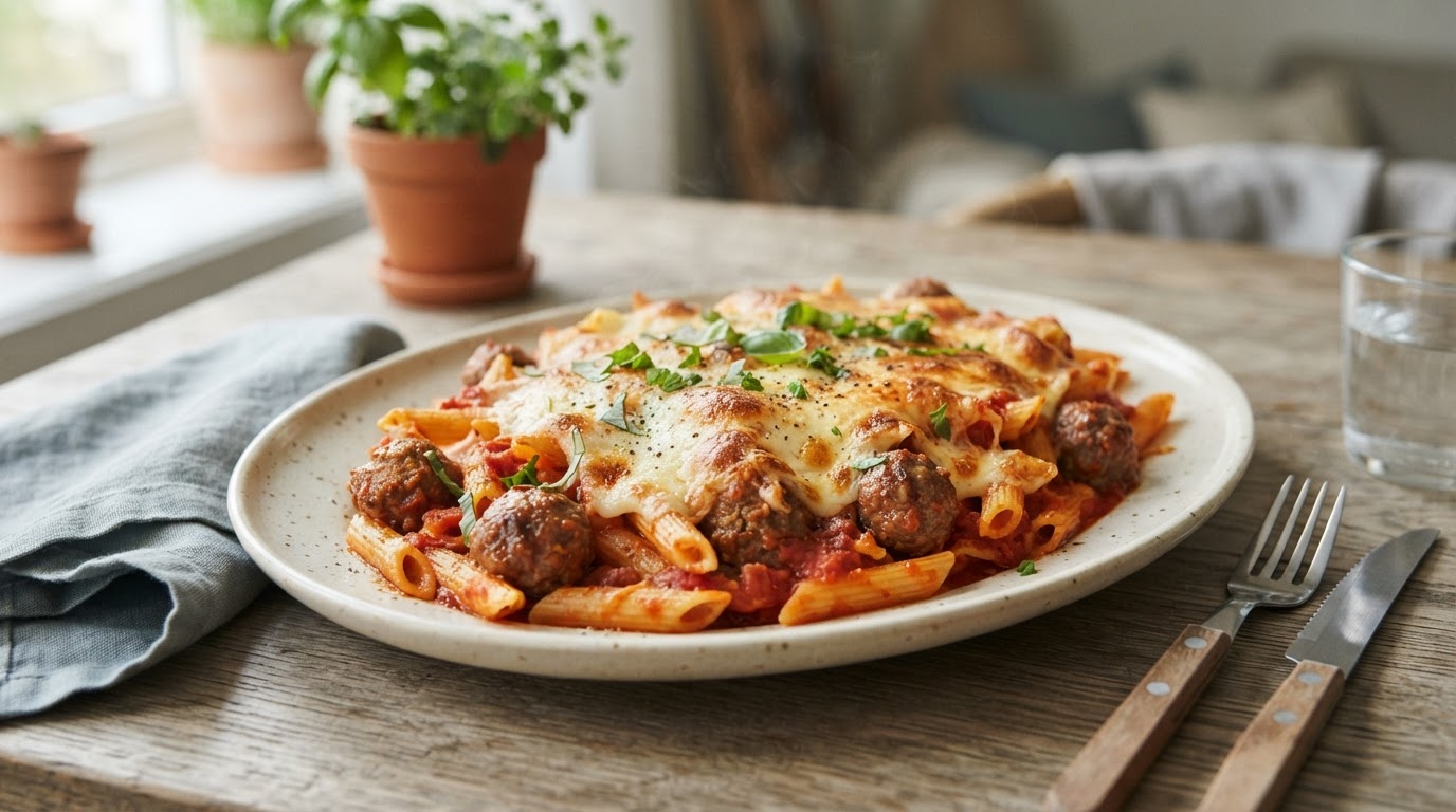 Ovnsbakt Pastaform med Karbonadedeig – slik ser retten ut