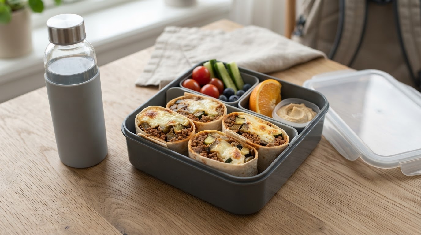 Ovnsbakte moussaka-wraps for hele familien – illustrasjonsbilde