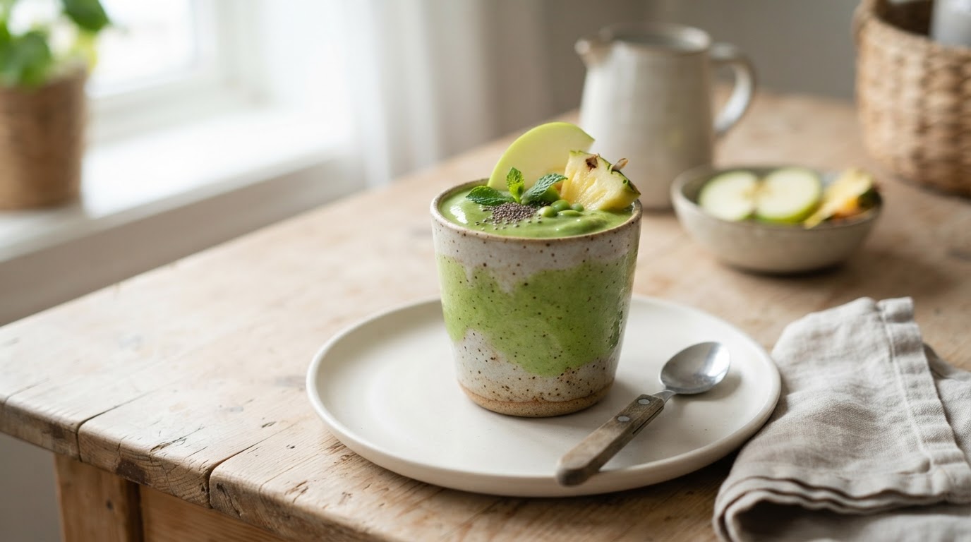Proteinrik grønn smoothie med norske epler og ananas