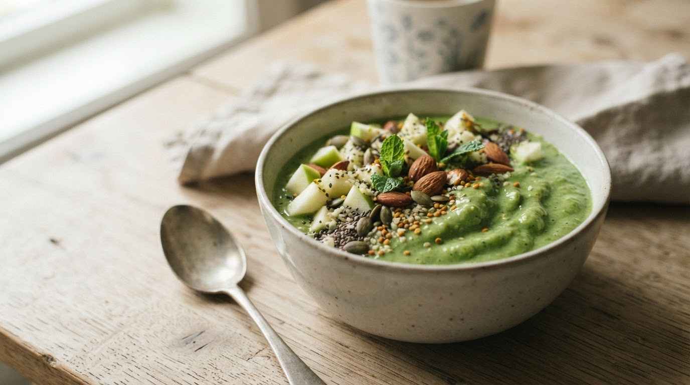 Proteinrik grønn smoothie med norske epler og avokado – illustrasjonsbilde