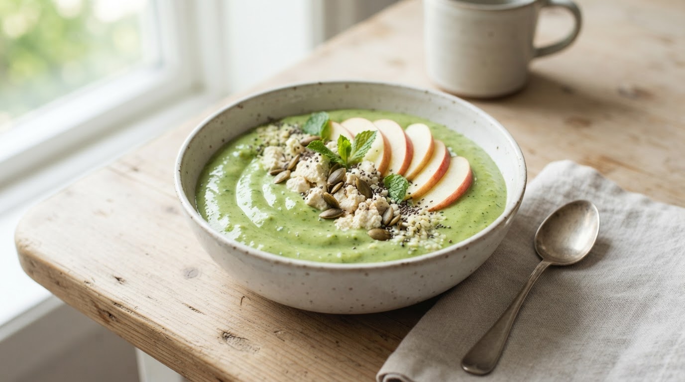 Proteinrik grønn smoothie med norske epler og silketofu