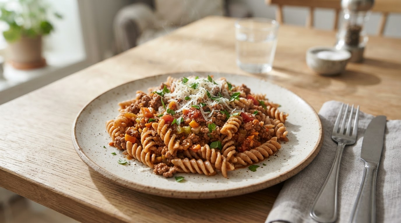 Rask Fullkorns Pasta Bolognese – slik ser retten ut