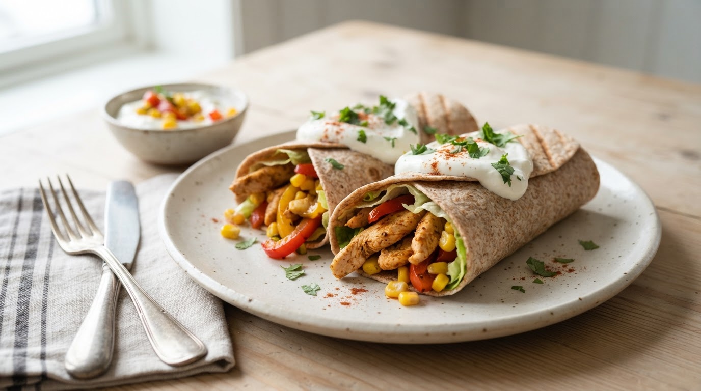 Rask og proteinrik Tex-Mex kyllingwrap – slik ser retten ut
