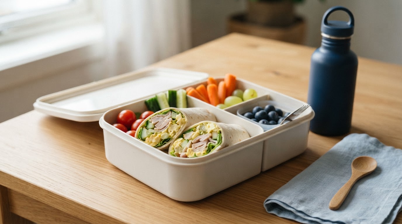 Saftige kalkunwraps med mild eggesalat til matpakken – illustrasjonsbilde