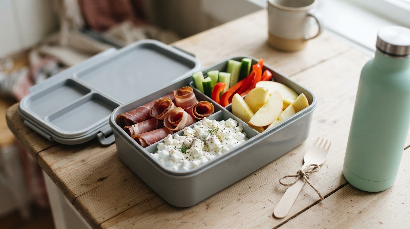 Salt fenalårsnack med proteinrik fetadipp og sprø eplebåter