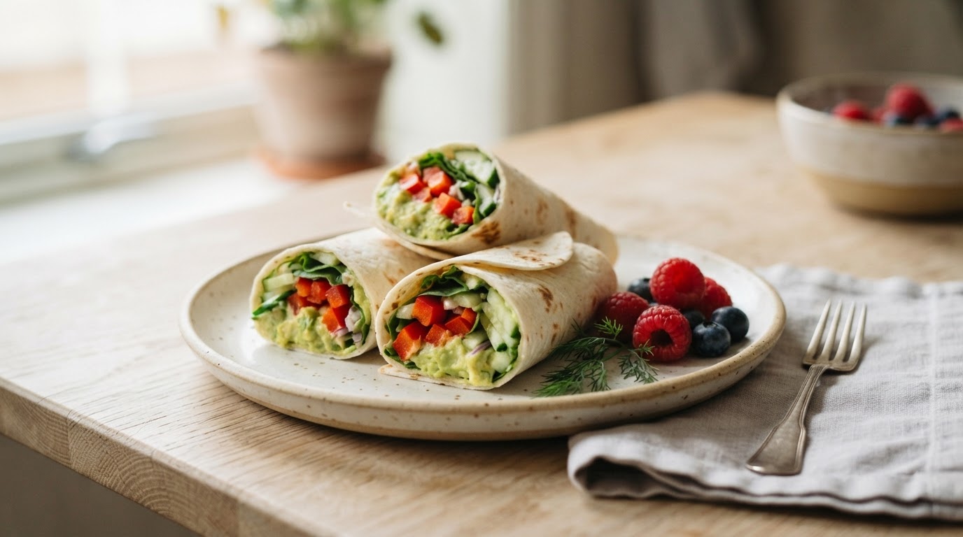 Små wraps med avokado og paprika – illustrasjonsbilde
