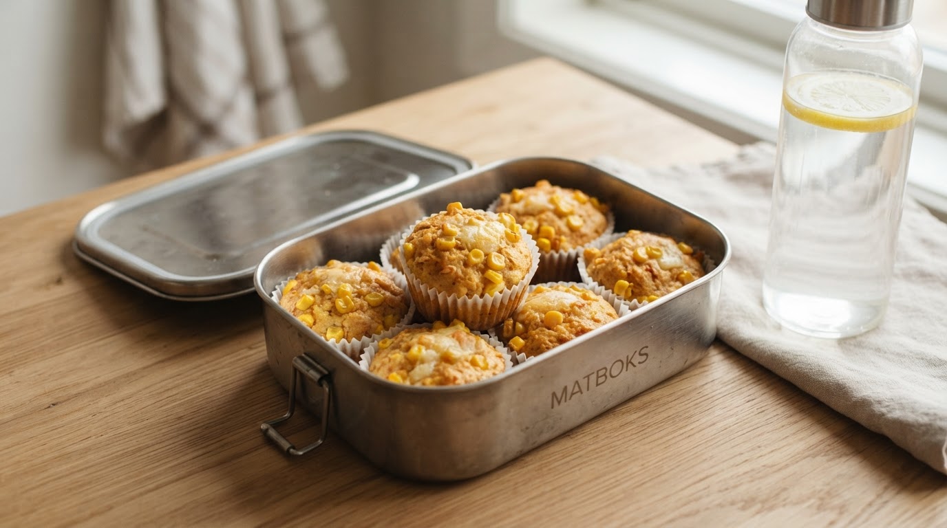 Sprø mini-maismuffins med fersk mais og ost – illustrasjonsbilde