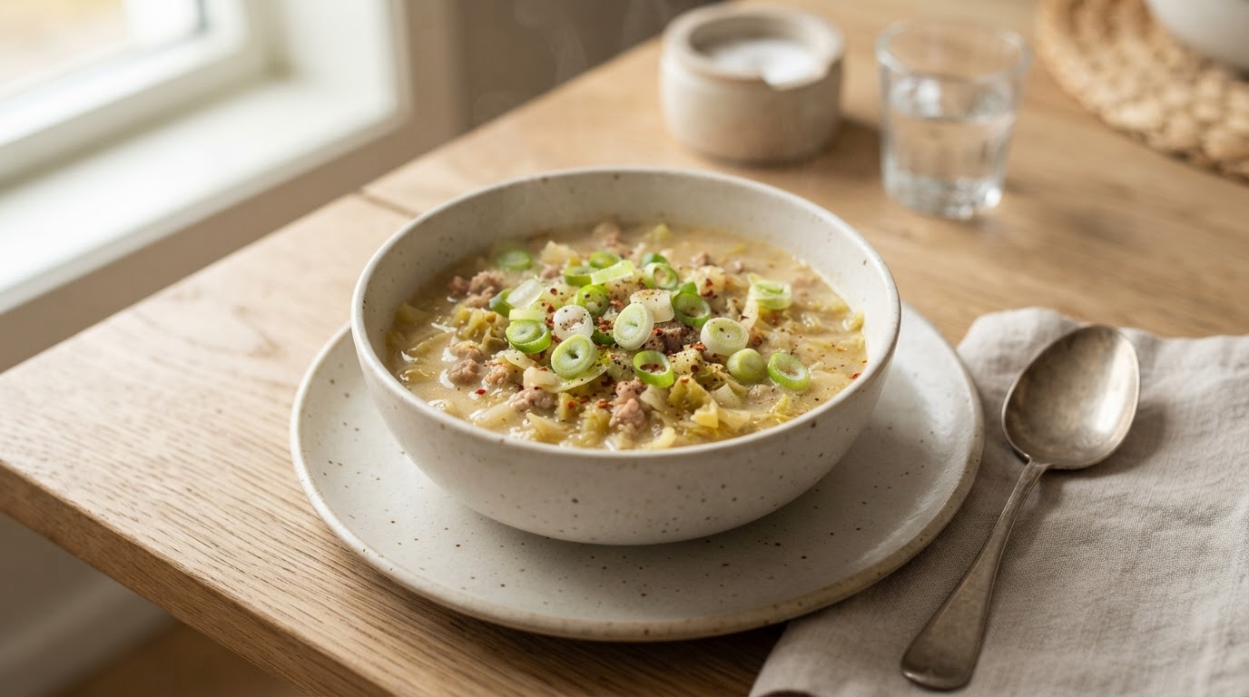 Sunnere Viral Wontonsuppe uten Deig med Høstkål – slik ser retten ut