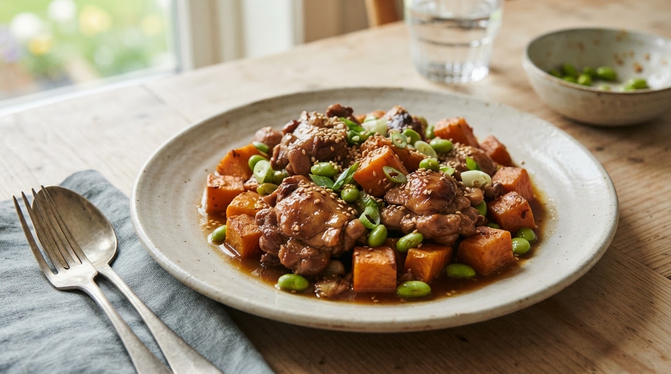 Teriyaki-kylling med søtpotet i slow cooker – illustrasjonsbilde