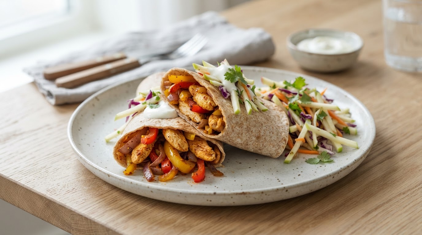 Tex-Mex kyllingwrap med sprø eplesalat – slik ser retten ut