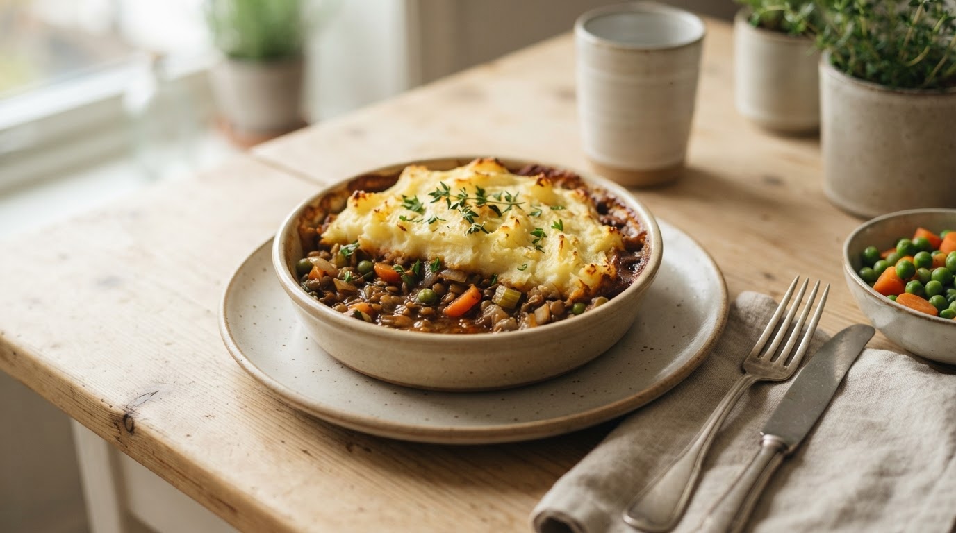 Vegetarisk Shepherd's Pie med Linser og Potetmos – slik ser retten ut